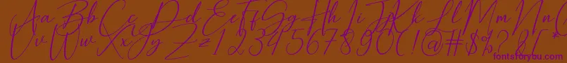 Hearth Stone-Schriftart – Violette Schriften auf braunem Hintergrund