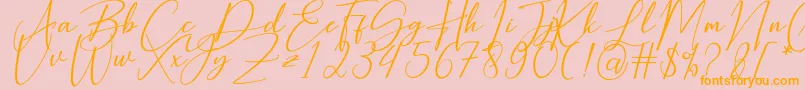 Hearth Stone-Schriftart – Orangefarbene Schriften auf rosa Hintergrund