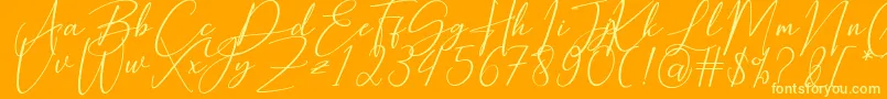 Hearth Stone-Schriftart – Gelbe Schriften auf orangefarbenem Hintergrund