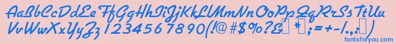 G731ScriptRegular Font – Blue Fonts on Pink Background