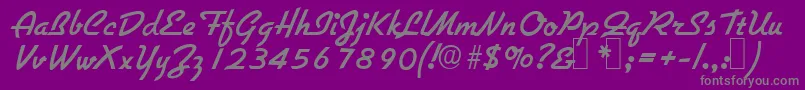 フォントG731ScriptRegular – 紫の背景に灰色の文字