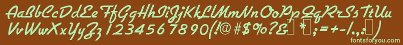 Czcionka G731ScriptRegular – zielone czcionki na brązowym tle