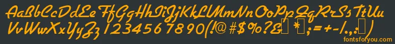 フォントG731ScriptRegular – 黒い背景にオレンジの文字