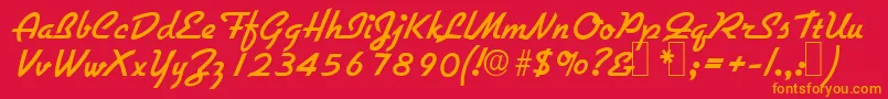 G731ScriptRegular Font – Orange Fonts on Red Background