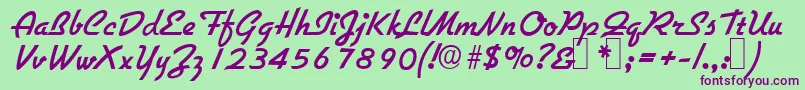 Шрифт G731ScriptRegular – фиолетовые шрифты на зелёном фоне