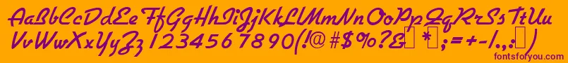 G731ScriptRegular Font – Purple Fonts on Orange Background