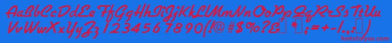 G731ScriptRegular Font – Red Fonts on Blue Background