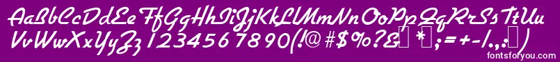 フォントG731ScriptRegular – 紫の背景に白い文字