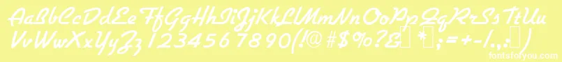 Czcionka G731ScriptRegular – białe czcionki na żółtym tle