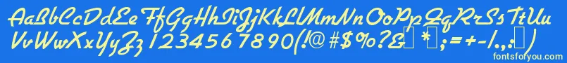 G731ScriptRegular Font – Yellow Fonts on Blue Background