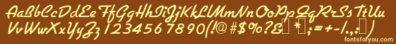 Czcionka G731ScriptRegular – żółte czcionki na brązowym tle