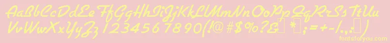 G731ScriptRegular Font – Yellow Fonts on Pink Background