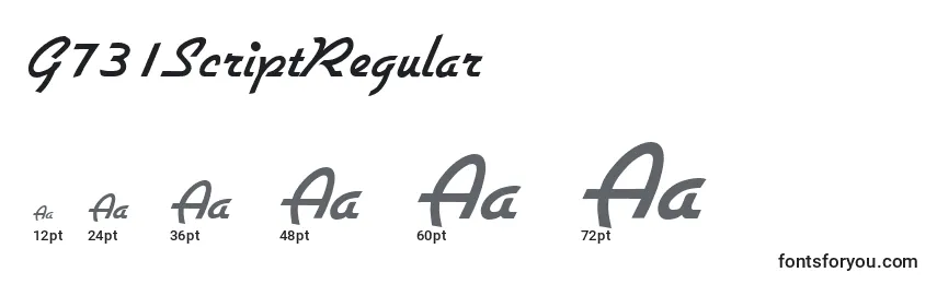 Размеры шрифта G731ScriptRegular