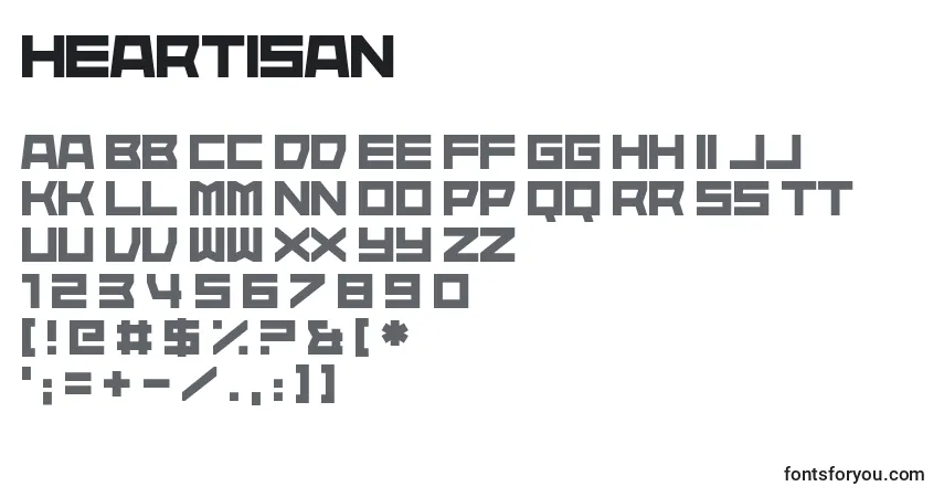 Schriftart Heartisan – Alphabet, Zahlen, spezielle Symbole
