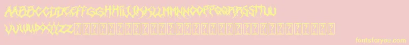 Heartless Font – Yellow Fonts on Pink Background