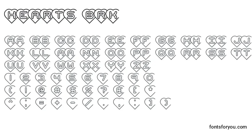 Schriftart Hearts brk – Alphabet, Zahlen, spezielle Symbole