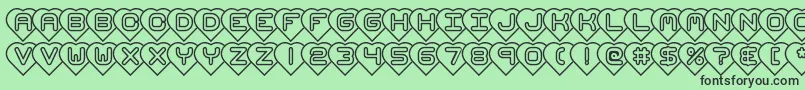 hearts brk Font – Black Fonts on Green Background