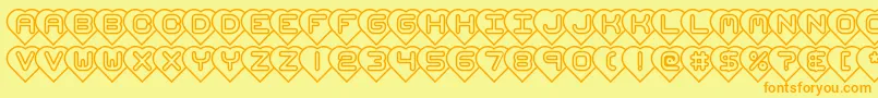 hearts brk Font – Orange Fonts on Yellow Background