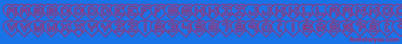 hearts brk Font – Red Fonts on Blue Background