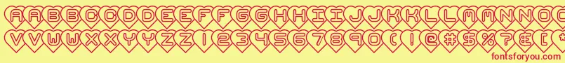hearts brk-Schriftart – Rote Schriften auf gelbem Hintergrund