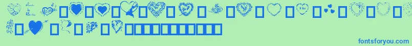 Hearts by Darrian Font – Blue Fonts on Green Background