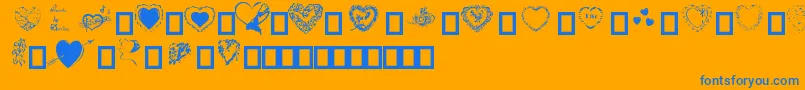 Hearts by Darrian Font – Blue Fonts on Orange Background