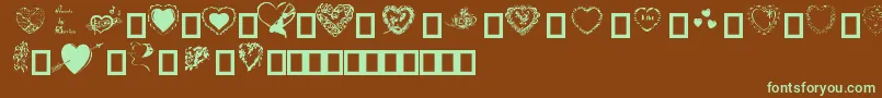 Hearts by Darrian Font – Green Fonts on Brown Background