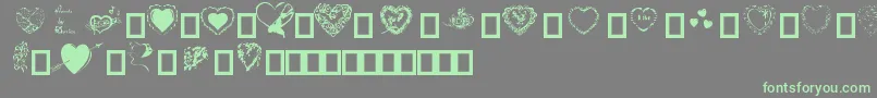 Hearts by Darrian Font – Green Fonts on Gray Background