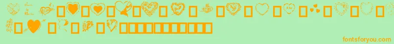 Hearts by Darrian Font – Orange Fonts on Green Background