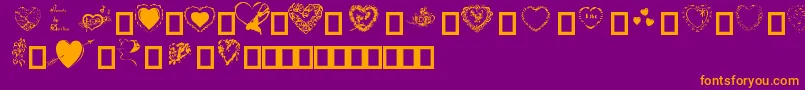 Hearts by Darrian Font – Orange Fonts on Purple Background