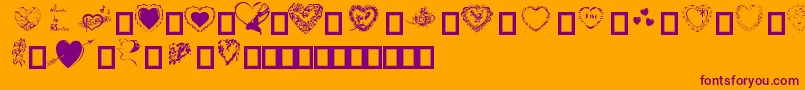 Hearts by Darrian Font – Purple Fonts on Orange Background