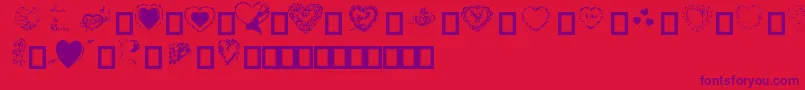 Hearts by Darrian Font – Purple Fonts on Red Background