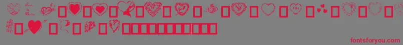 Fonte Hearts by Darrian – fontes vermelhas em um fundo cinza