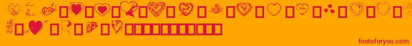 Hearts by Darrian-Schriftart – Rote Schriften auf orangefarbenem Hintergrund