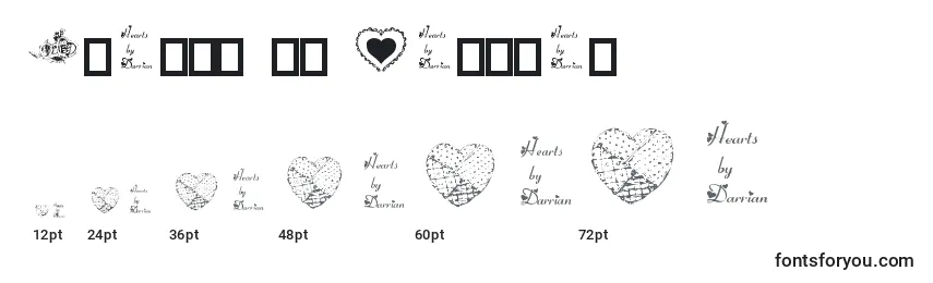 Размеры шрифта Hearts by Darrian