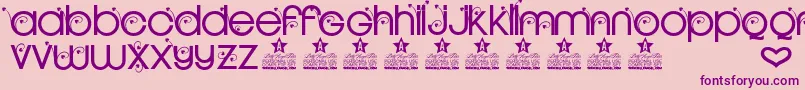 HEARTS GARDEN PERSONAL USE-fontti – violetit fontit vaaleanpunaisella taustalla