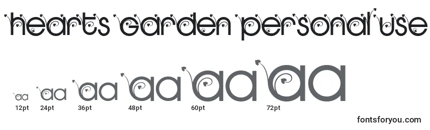 HEARTS GARDEN PERSONAL USE Font Sizes
