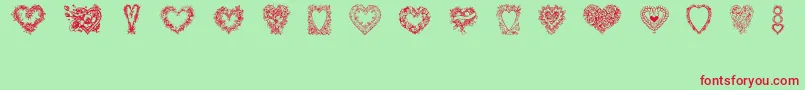 Hearts of Lime Font – Red Fonts on Green Background