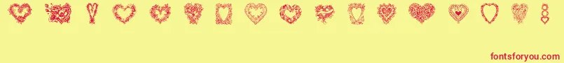Шрифт Hearts of Lime – красные шрифты на жёлтом фоне
