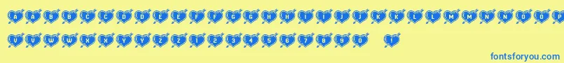 HeartsandArrows Font – Blue Fonts on Yellow Background