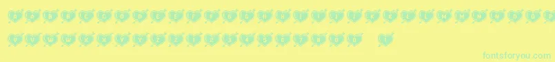 HeartsandArrows Font – Green Fonts on Yellow Background