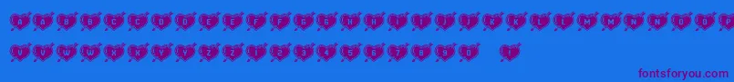 HeartsandArrows Font – Purple Fonts on Blue Background