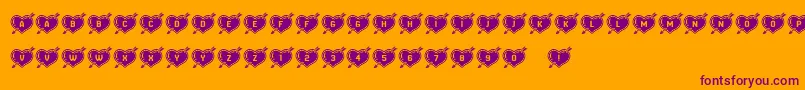 HeartsandArrows Font – Purple Fonts on Orange Background