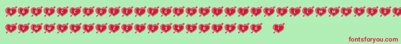 HeartsandArrows Font – Red Fonts on Green Background