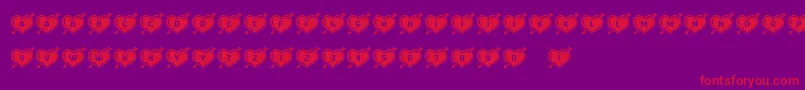 HeartsandArrows Font – Red Fonts on Purple Background
