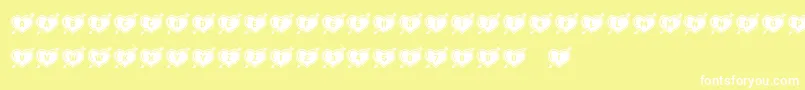 HeartsandArrows-Schriftart – Weiße Schriften auf gelbem Hintergrund
