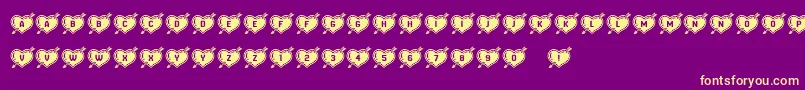 HeartsandArrows Font – Yellow Fonts on Purple Background