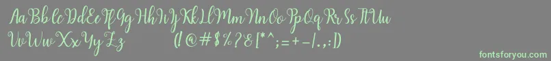 フォントHearty Script – 灰色の背景に緑のフォント