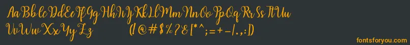 フォントHearty Script – 黒い背景にオレンジの文字