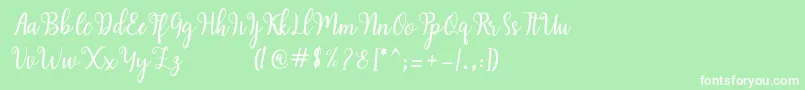 フォントHearty Script – 緑の背景に白い文字